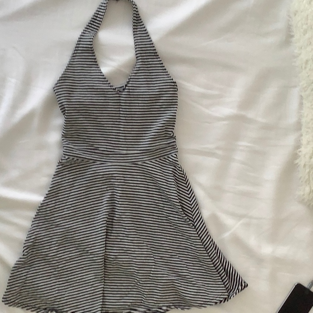 striped halter mini dress